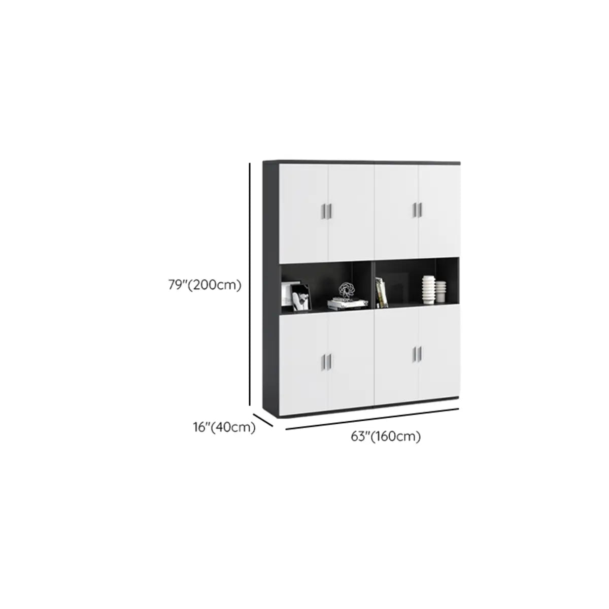 Spacious Rectangle Wooden White Office Storage Cabinet Image - 9