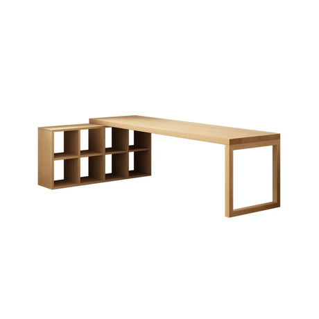 Spacious Wooden Exterior Shelf L-Shaped Writing Desk Image - 2