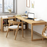 Spacious Wooden Exterior Shelf L-Shaped Writing Desk Image - 3