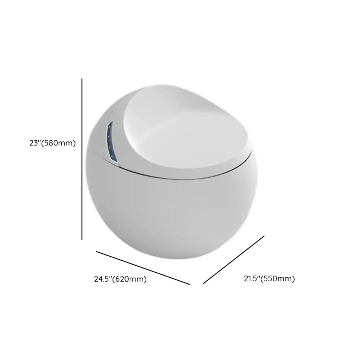 Spherical White Antimicrobial Seat Concealed Tank Toilet 