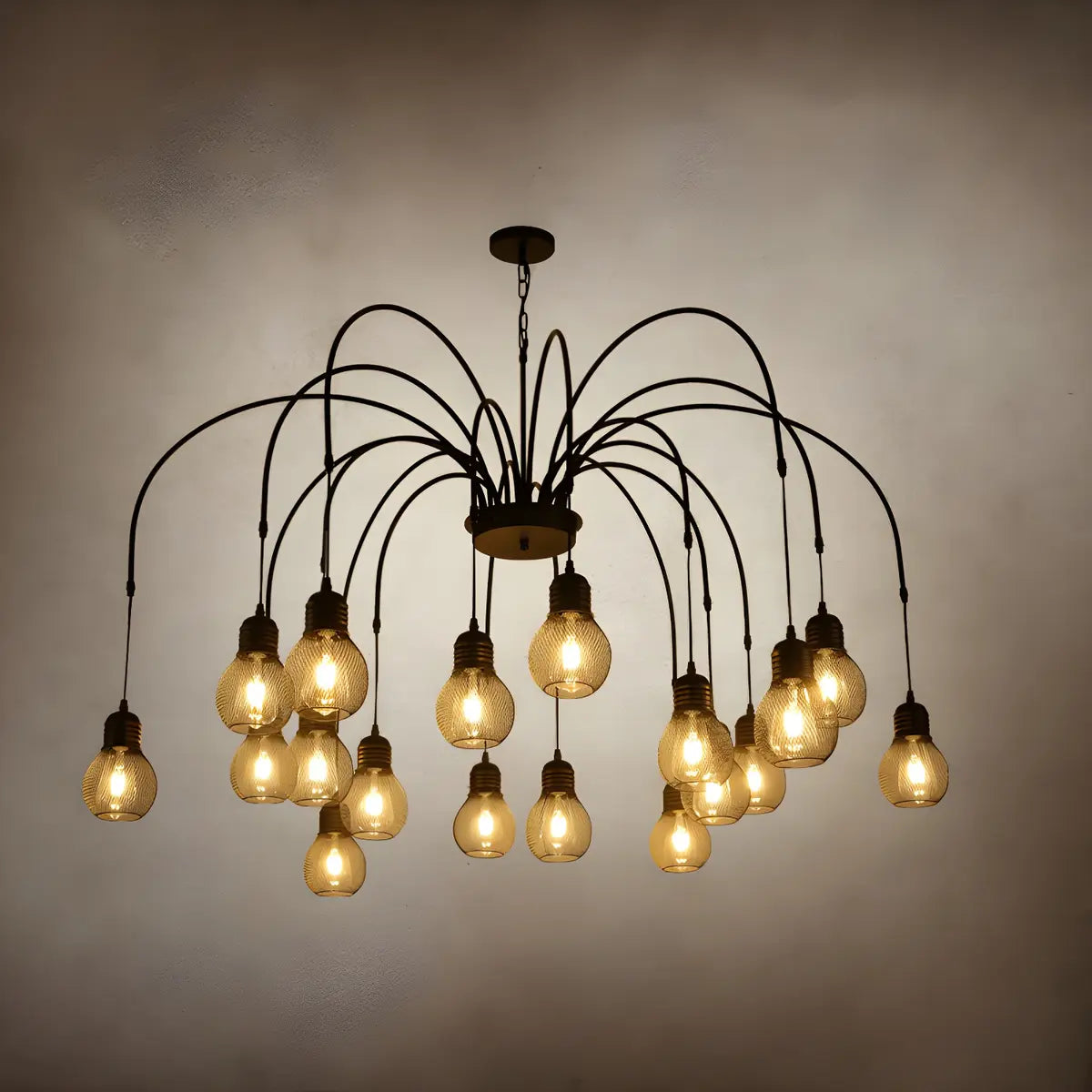 Spider Mesh Large Multi-Light Edison Bulb Chandelier Image - 11