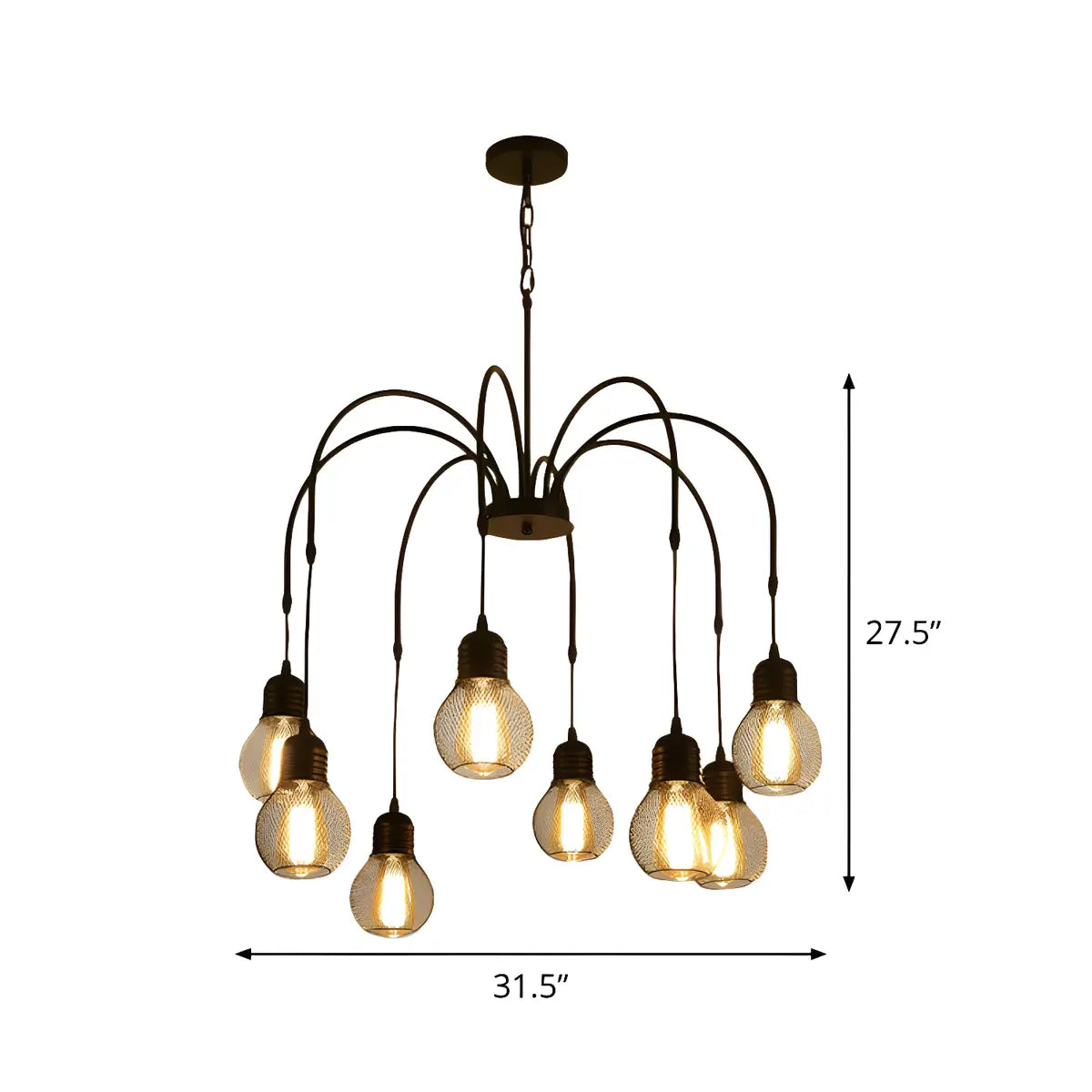 Spider Mesh Large Multi-Light Edison Bulb Chandelier 