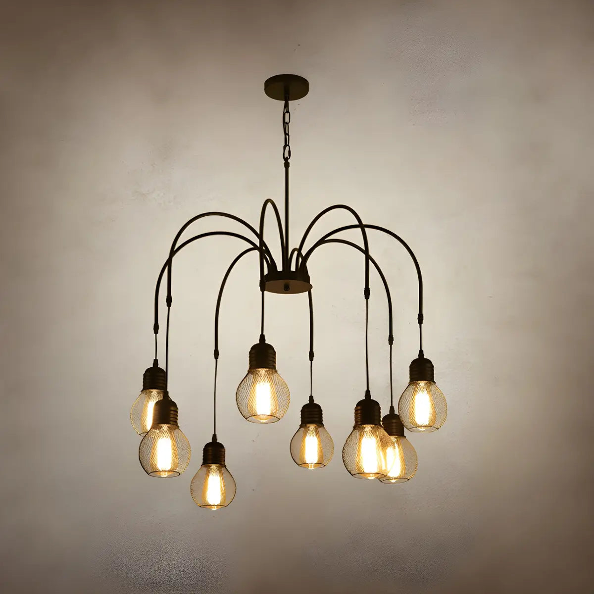 Spider Mesh Large Multi-Light Edison Bulb Chandelier Image - 3