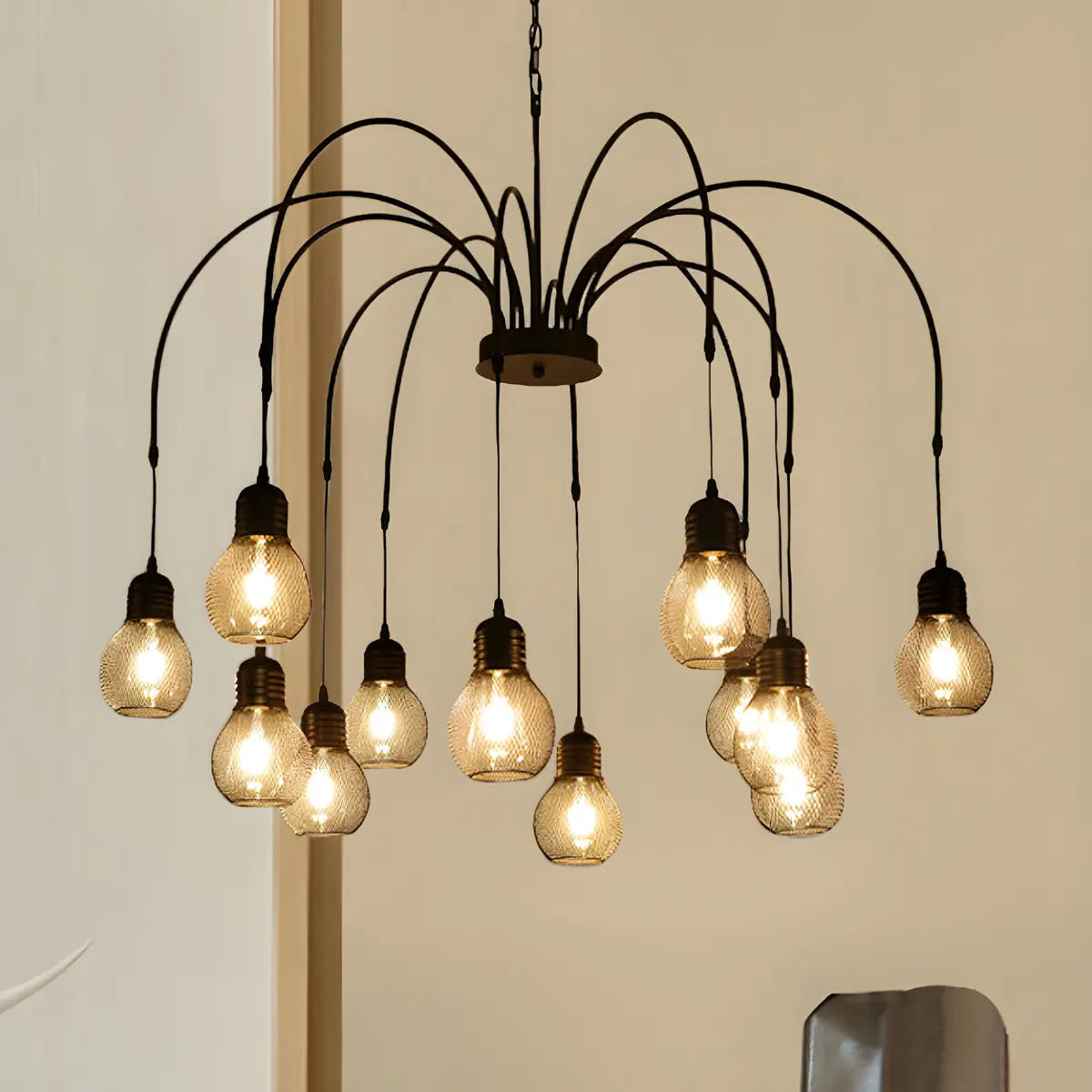 Spider Mesh Large Multi-Light Edison Bulb Chandelier Image - 4