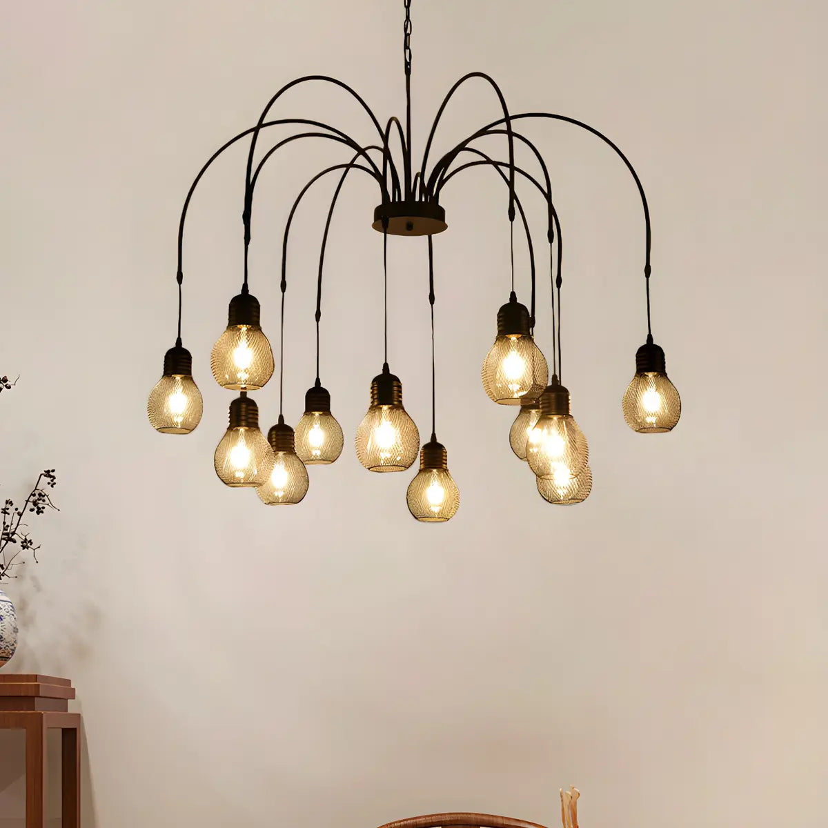 Spider Mesh Large Multi-Light Edison Bulb Chandelier Image - 5