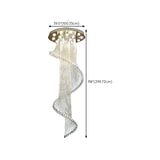 Spiral Crystal Beads Clear Steel Long Foyer Chandelier Image - 14