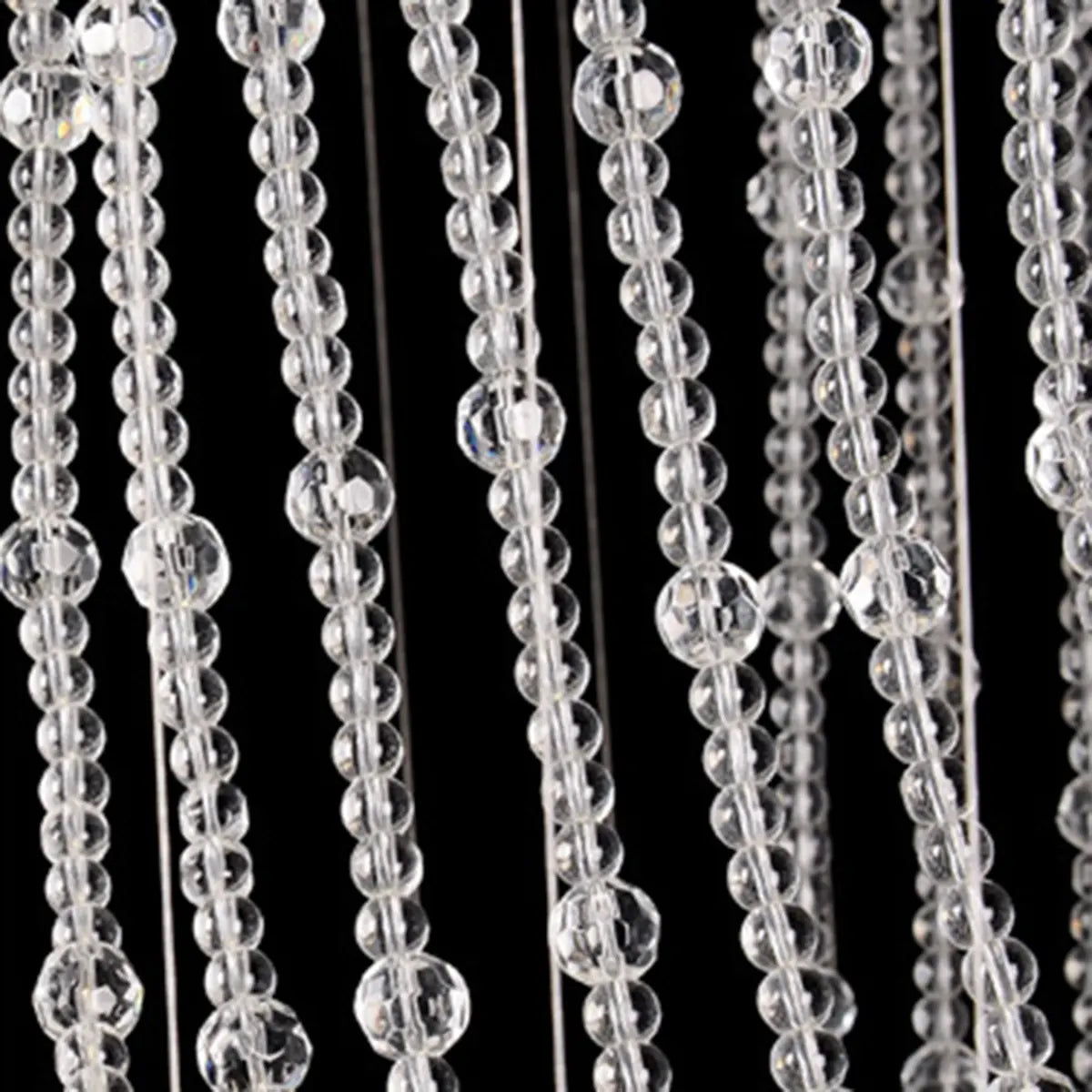 Spiral Crystal Beads Clear Steel Long Foyer Chandelier Image - 7