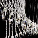 Spiral Crystal Beads Clear Steel Long Foyer Chandelier Image - 8