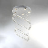 Spiral Crystal Beads Pendant Nickel Flush Mount Light Image - 4