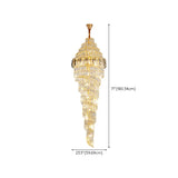 Spiral Crystal Gold Metal High Ceiling Foyer Chandelier #size