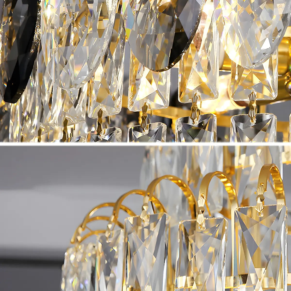 Spiral Crystal Gold Metal High Ceiling Foyer Chandelier Image - 9