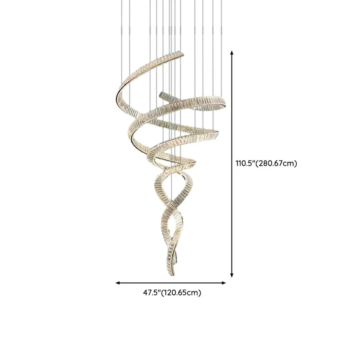 Spiral LED Crystal Silver High Ceiling Foyer Chandelier Image - 10