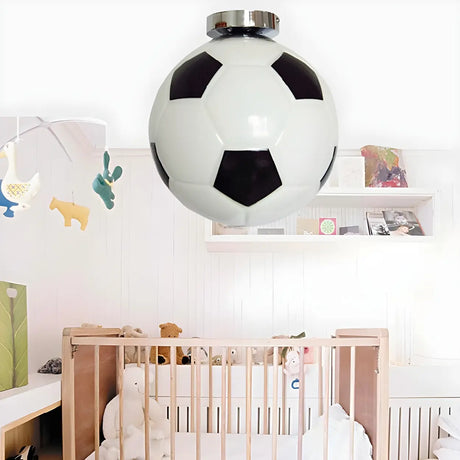 Sporty Globe Football Glass Flush Mount Ceiling Light Image - 1