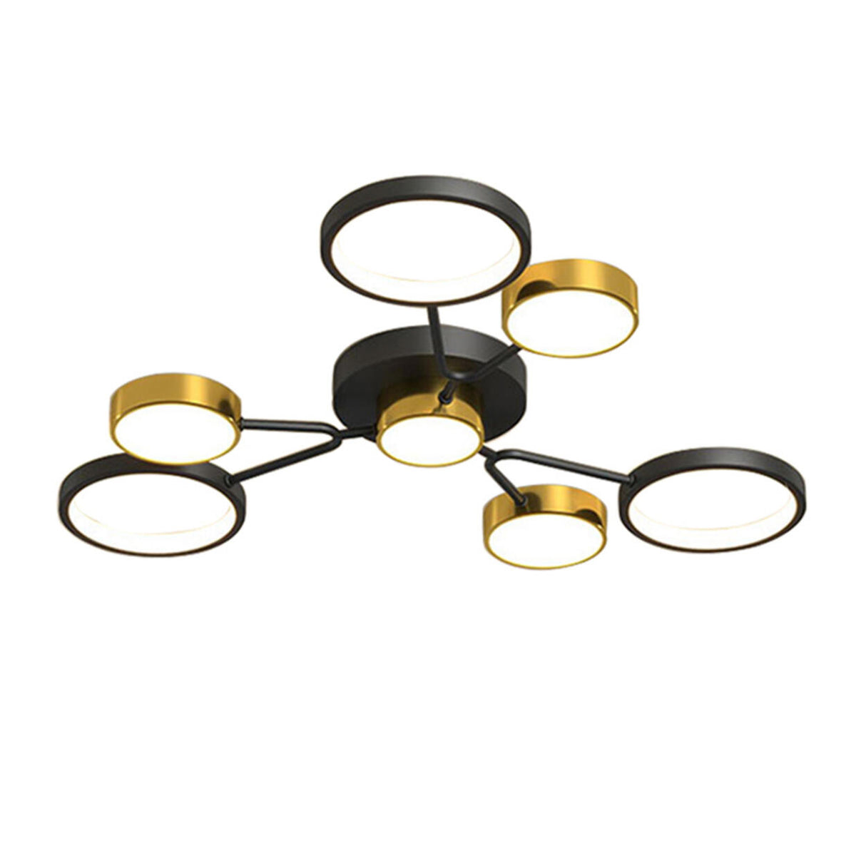 Sputnik Black Circular Semi-Flush Mount Light 7-Light Image - 5