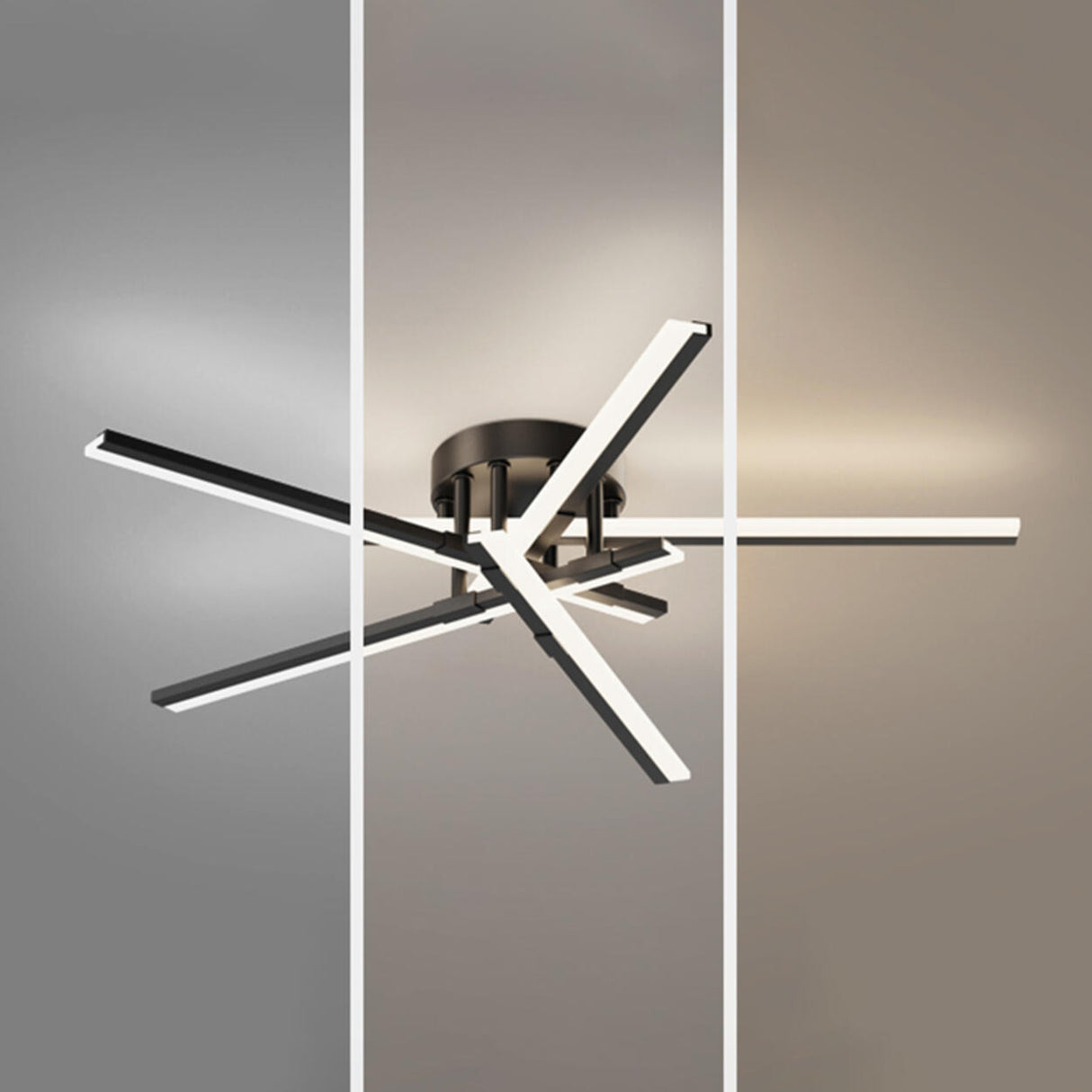 Sputnik Black Linear Semi-Flush Mount Light 5-Light Image - 10