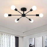 Sputnik Black Semi-Flush Mount Ceiling Light 6-Light Image - 4