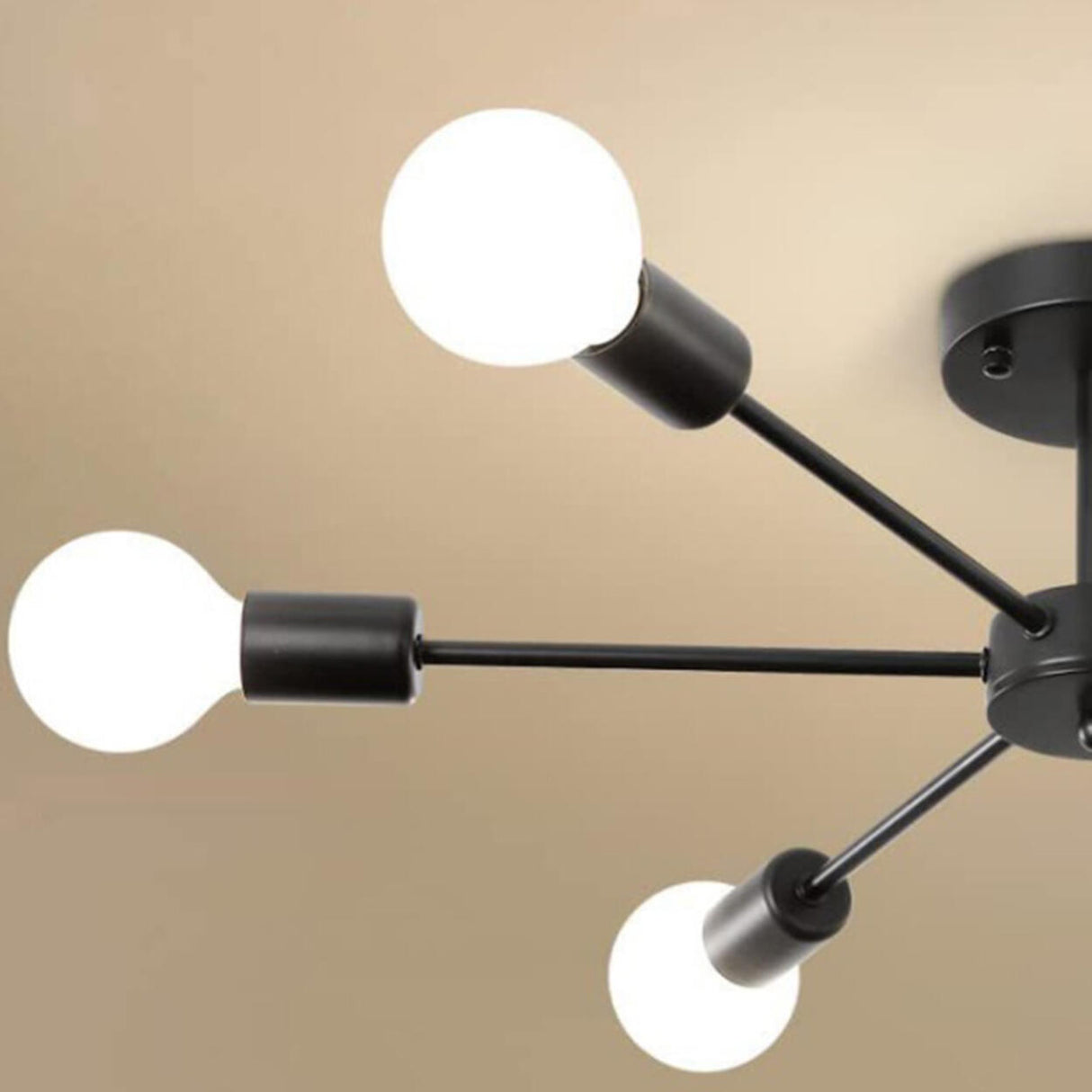 Sputnik Black Semi-Flush Mount Ceiling Light 6-Light Image - 7