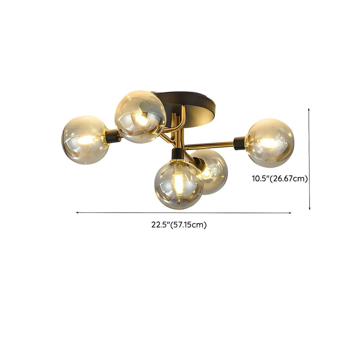 Sputnik Glass Globe Semi-Flush Mount Light 5-Light 