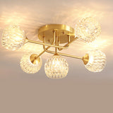 Sputnik Gold Glass Semi-Flush Mount Light 5-Light Image - 2