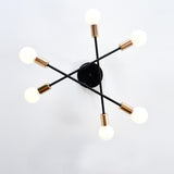 Sputnik Starburst 6-Light Semi-Flush Mount Ceiling Lamp Image - 11