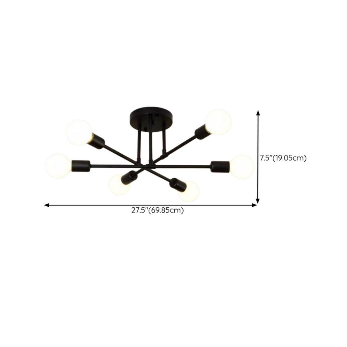 Sputnik Starburst 6-Light Semi-Flush Mount Ceiling Lamp 