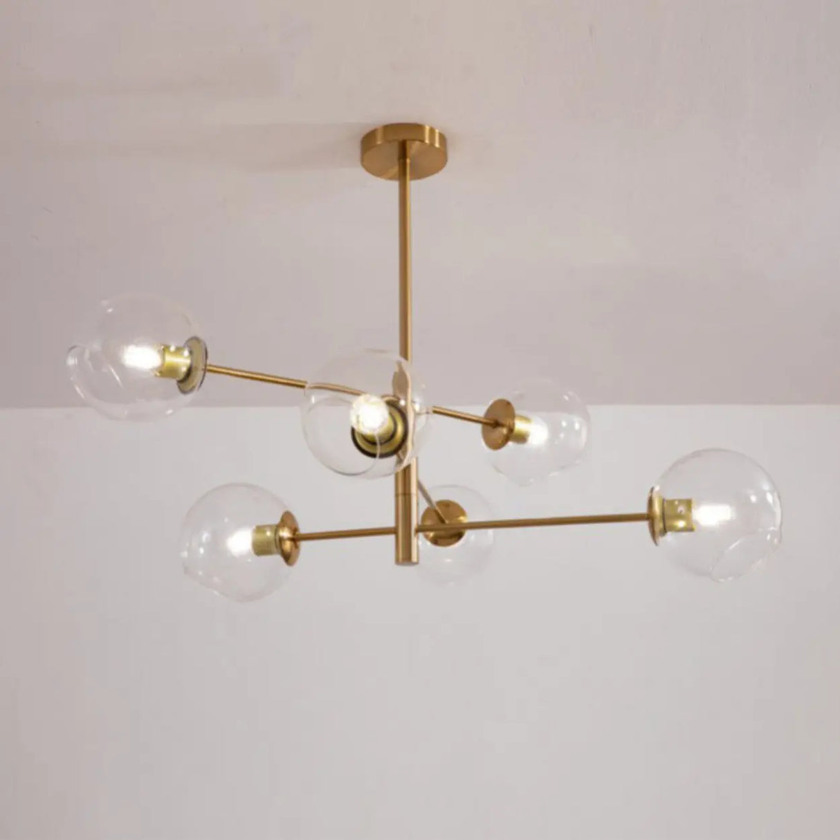 Sputnik Tiered Modern Metal Globe Glass Chandelier 6-Bulb Image - 13