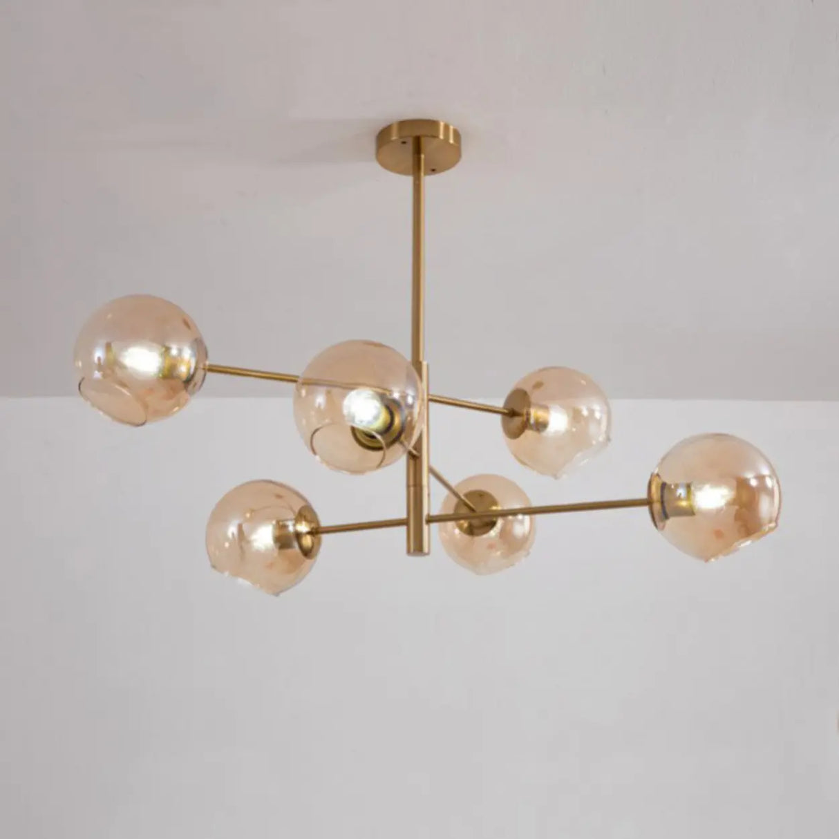 Sputnik Tiered Modern Metal Globe Glass Chandelier 6-Bulb Image - 15