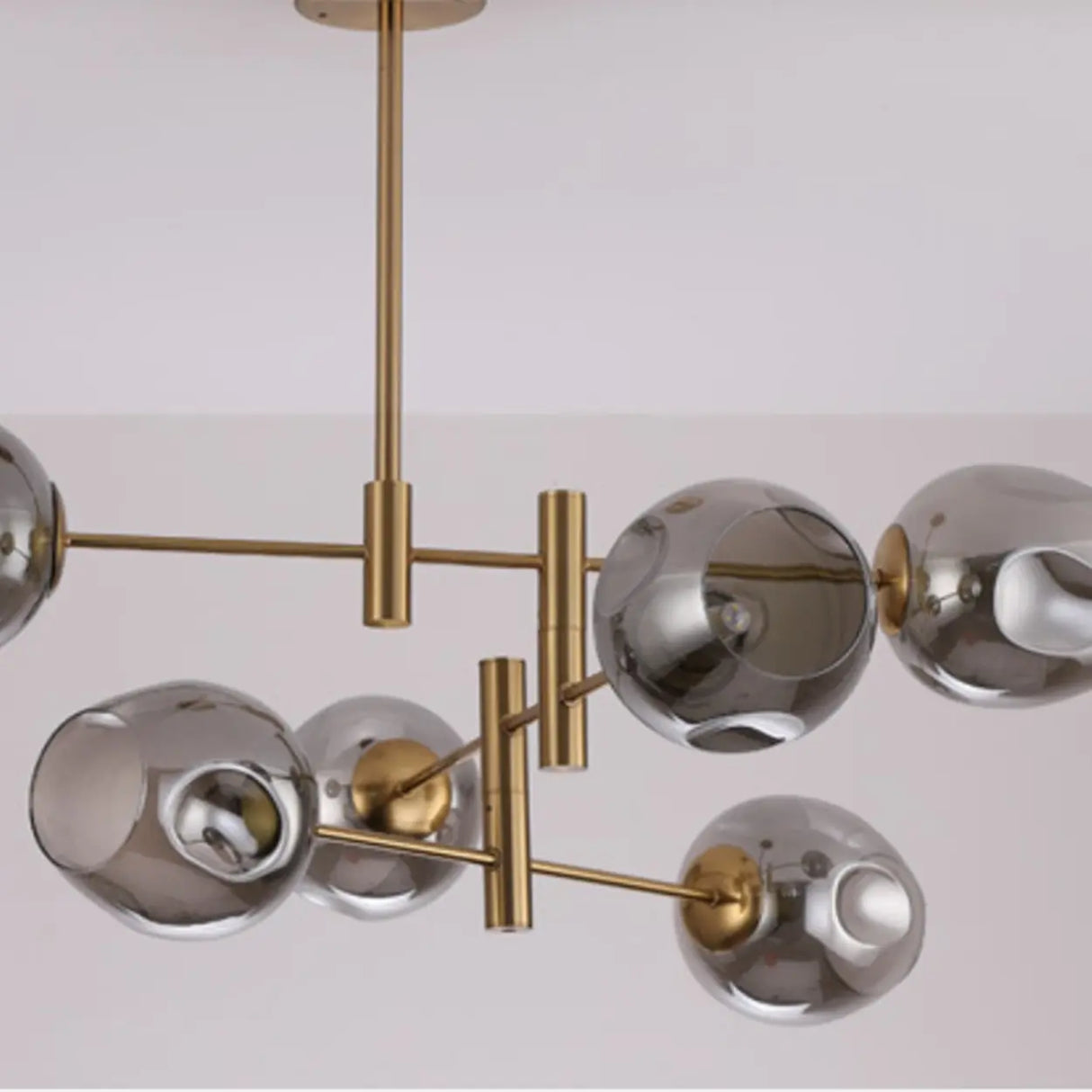 Sputnik Tiered Modern Metal Globe Glass Chandelier 6-Bulb Image - 18