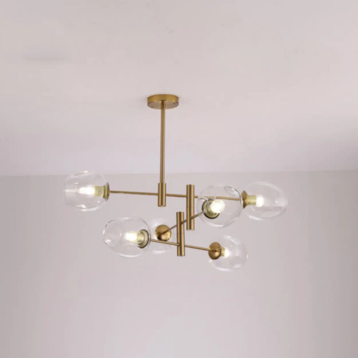 Sputnik Tiered Modern Metal Globe Glass Chandelier 6-Bulb Image - 19