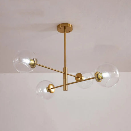 Sputnik Tiered Modern Metal Globe Glass Chandelier 6-Bulb Image - 2