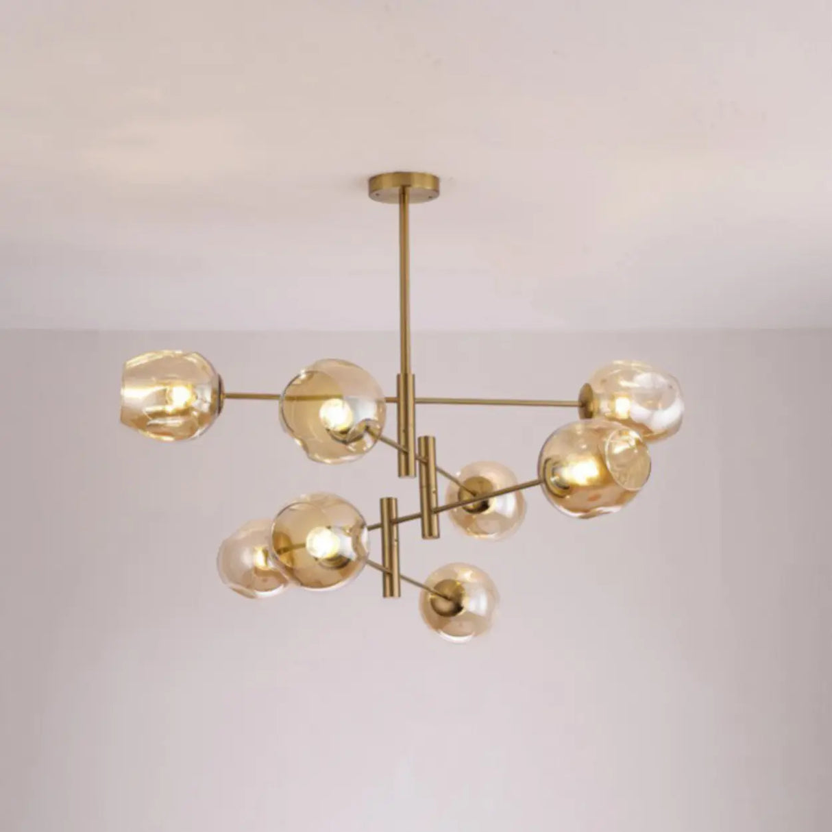 Sputnik Tiered Modern Metal Globe Glass Chandelier 6-Bulb Image - 24