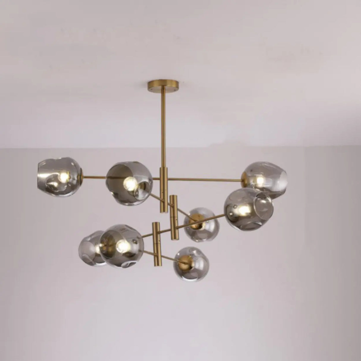 Sputnik Tiered Modern Metal Globe Glass Chandelier 6-Bulb Image - 25