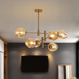 Sputnik Tiered Modern Metal Globe Glass Chandelier 6-Bulb Image - 8