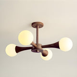 Sputnik Wood Ball Semi-Flush Mount Ceiling Lamp 5-Light Image - 4