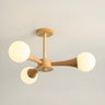 Sputnik Wood Ball Semi-Flush Mount Ceiling Lamp 5-Light Image - 7