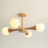 Sputnik Wood Ball Semi-Flush Mount Ceiling Lamp 5-Light Image - 9