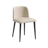 Square Armless Faux Leather Metal Parsons Dining Chair Image - 11