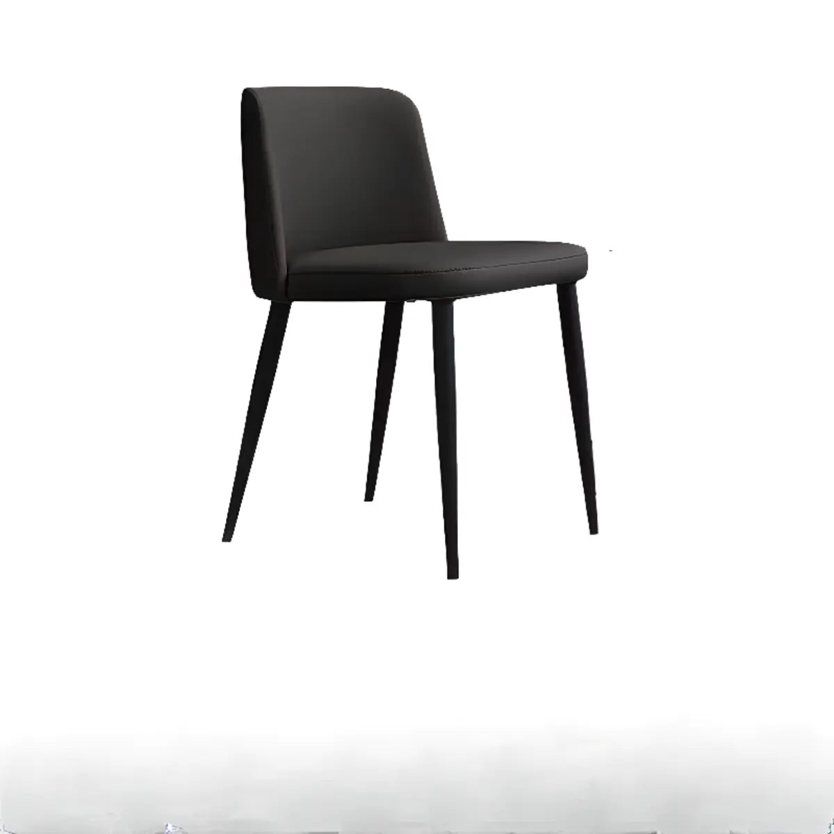 Square Armless Faux Leather Metal Parsons Dining Chair Image - 2