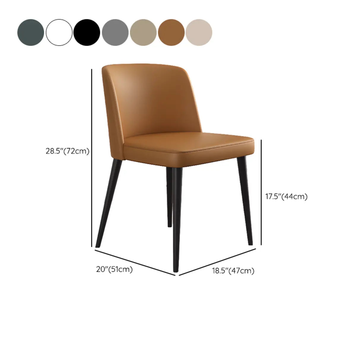 Square Armless Faux Leather Metal Parsons Dining Chair 