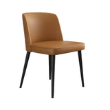 Square Armless Faux Leather Metal Parsons Dining Chair Image - 9