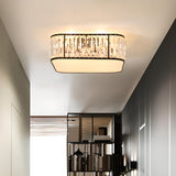 Square Black Gold Crystal Semi-Flush Mount Ceiling Lamp Image - 1