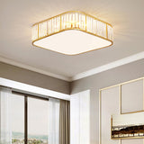 Square Black Gold Crystal Semi-Flush Mount Ceiling Lamp Image - 12