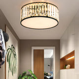 Square Black Gold Crystal Semi-Flush Mount Ceiling Lamp Image - 16