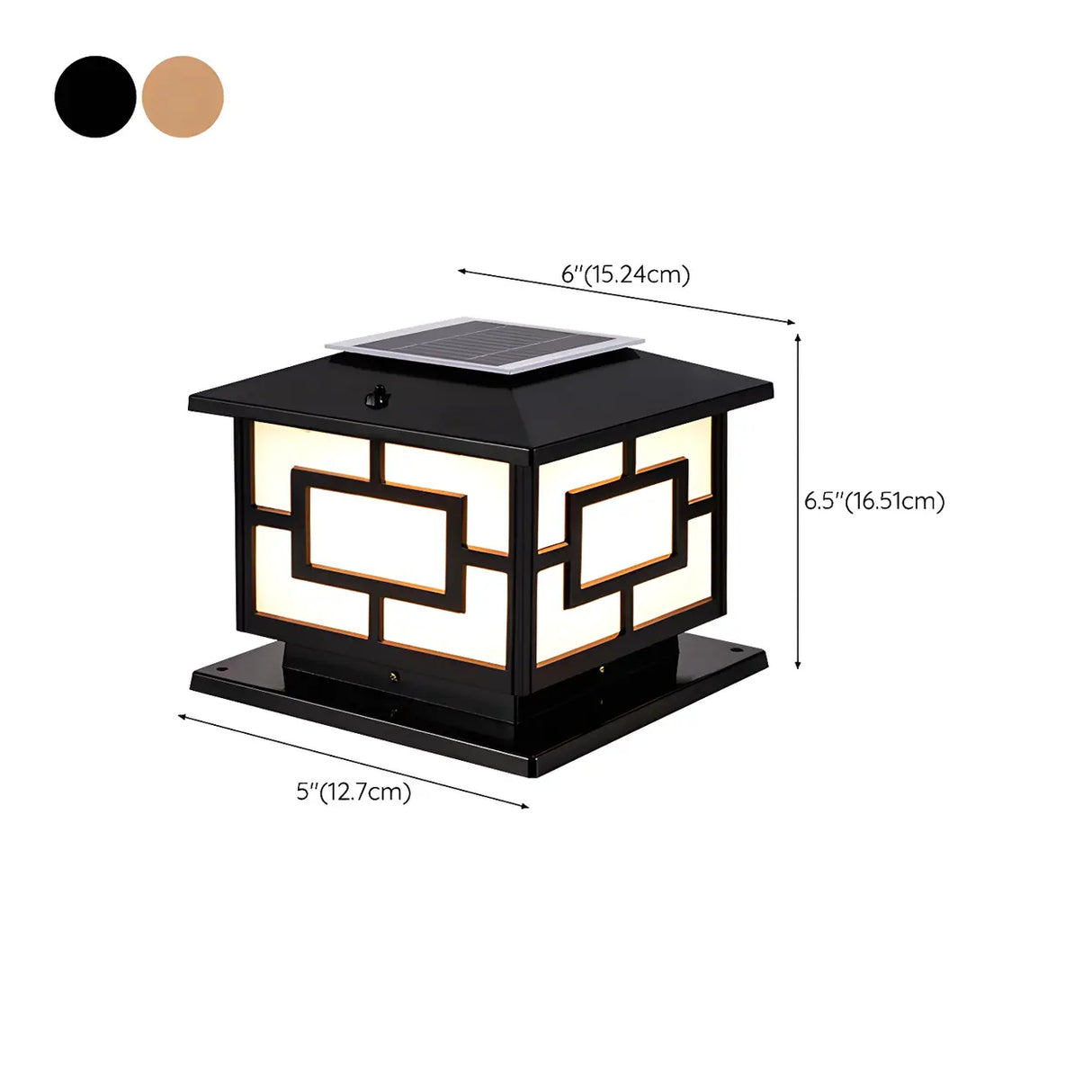 Square Chinese Style Metal Outdoor Solar Table Lamp 