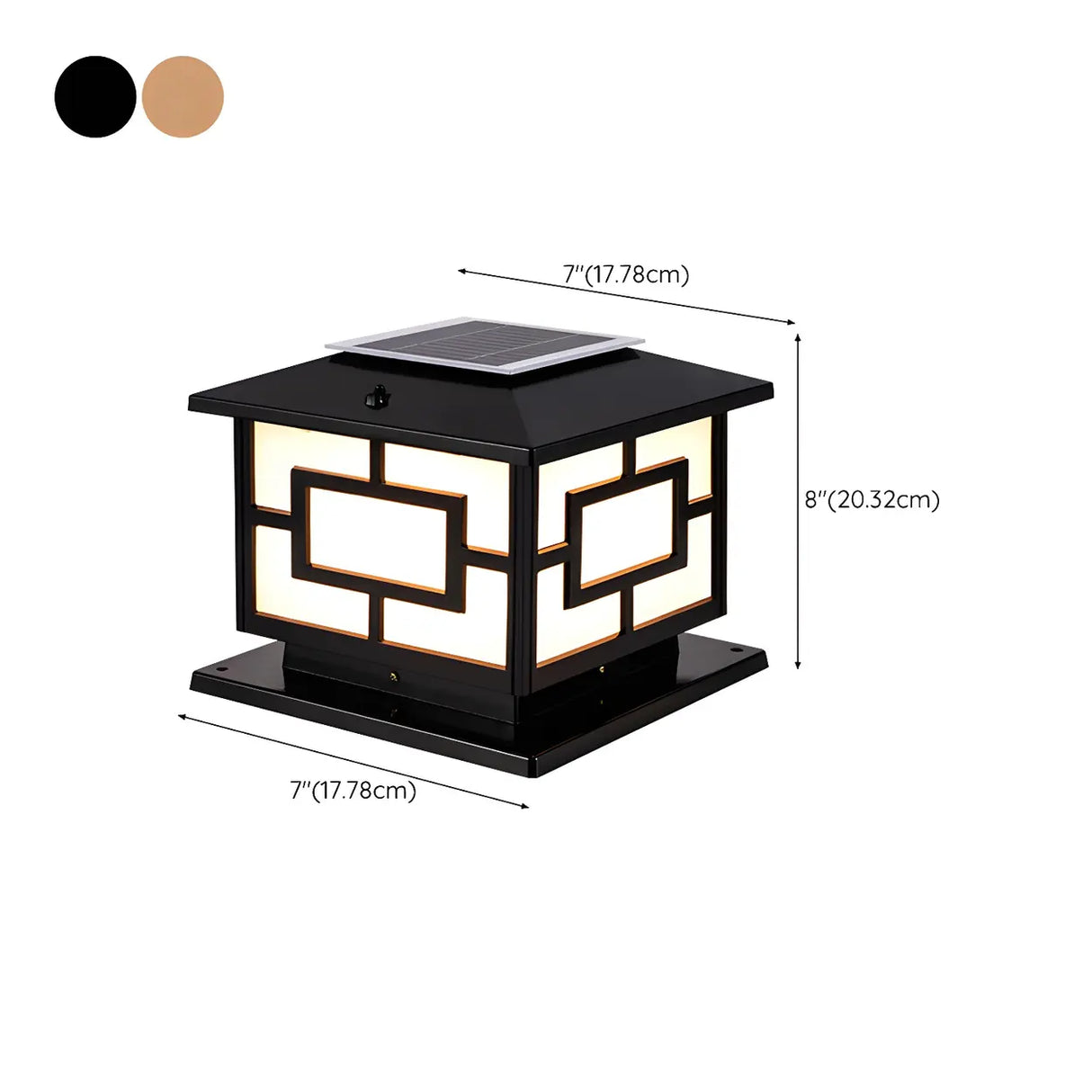 Square Chinese Style Metal Outdoor Solar Table Lamp Image - 16