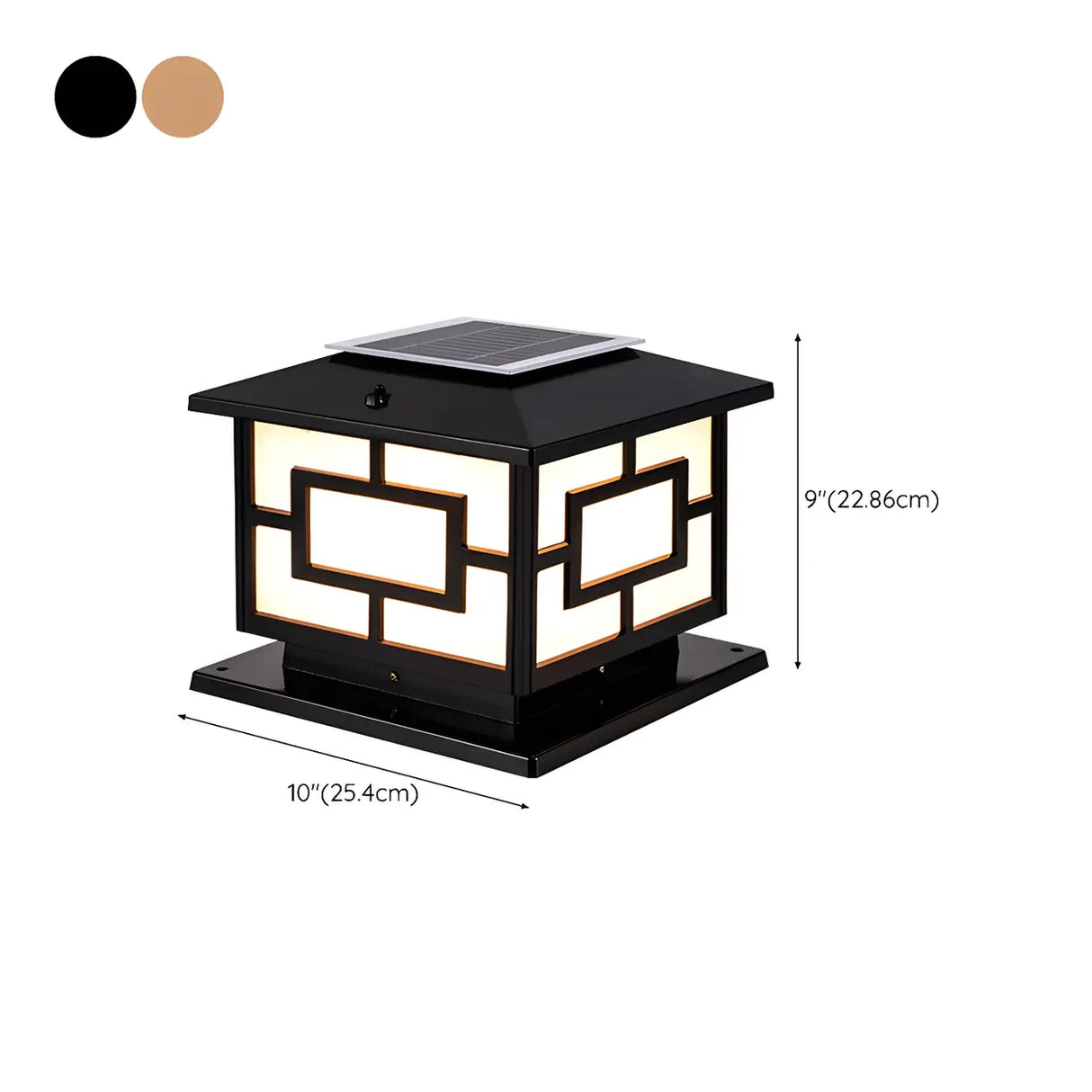 Square Chinese Style Metal Outdoor Solar Table Lamp Image - 17