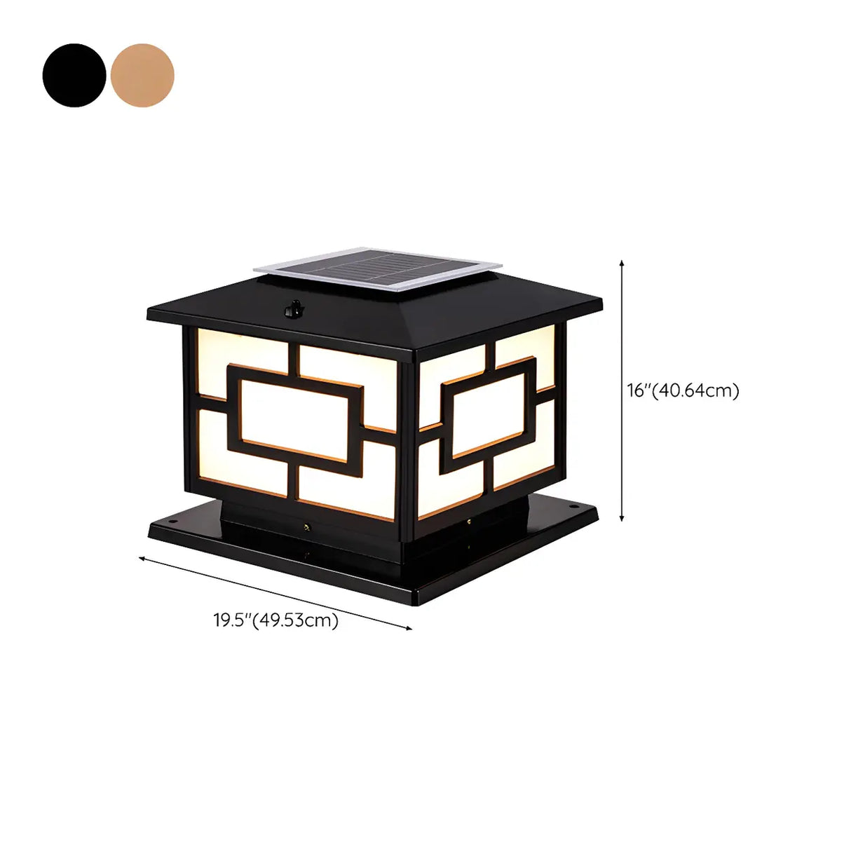 Square Chinese Style Metal Outdoor Solar Table Lamp Image - 20