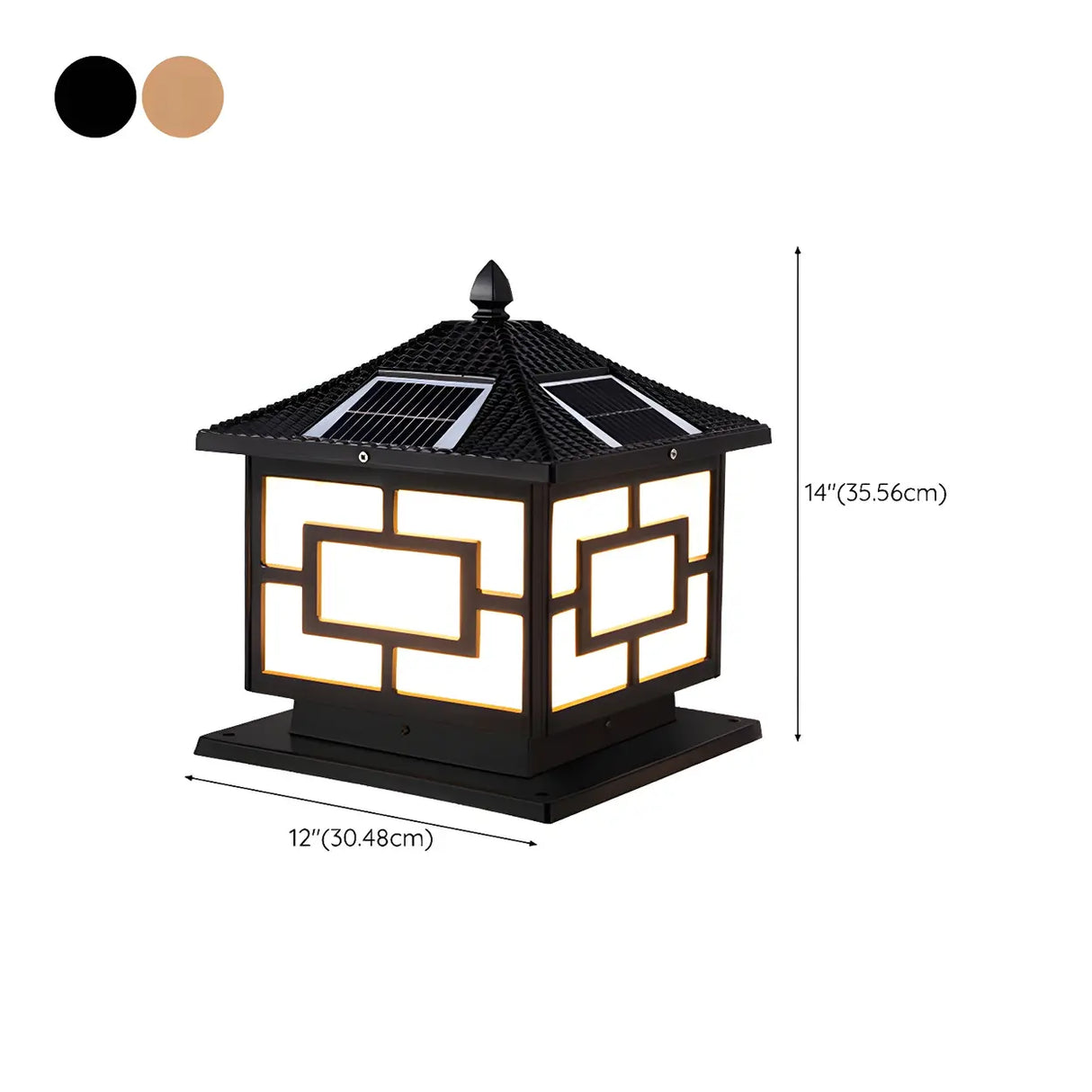 Square Chinese Style Metal Outdoor Solar Table Lamp Image - 24