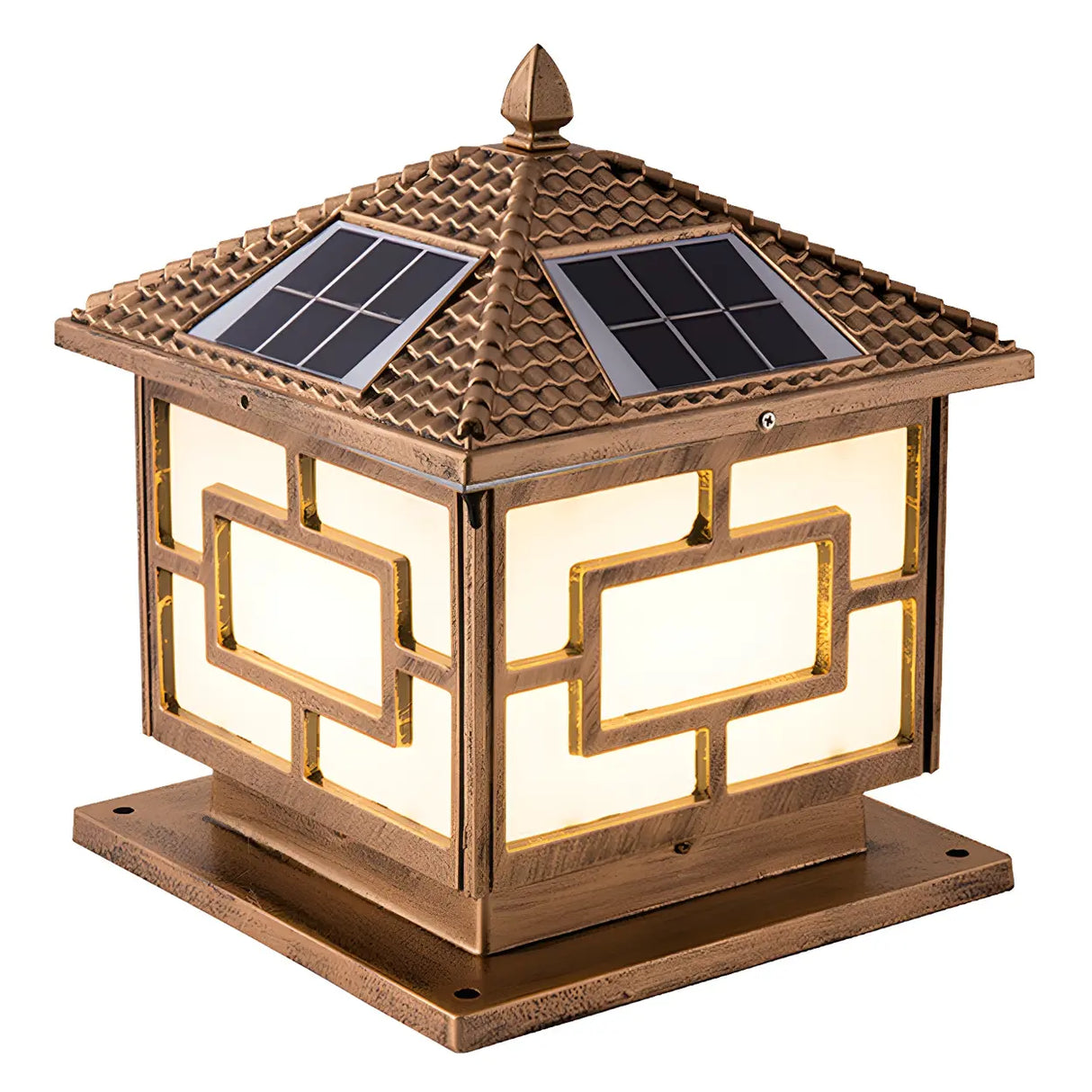 Square Chinese Style Metal Outdoor Solar Table Lamp Image - 8