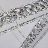 Square Chrome Crystal LED Remote Long Foyer Chandelier Image - 6